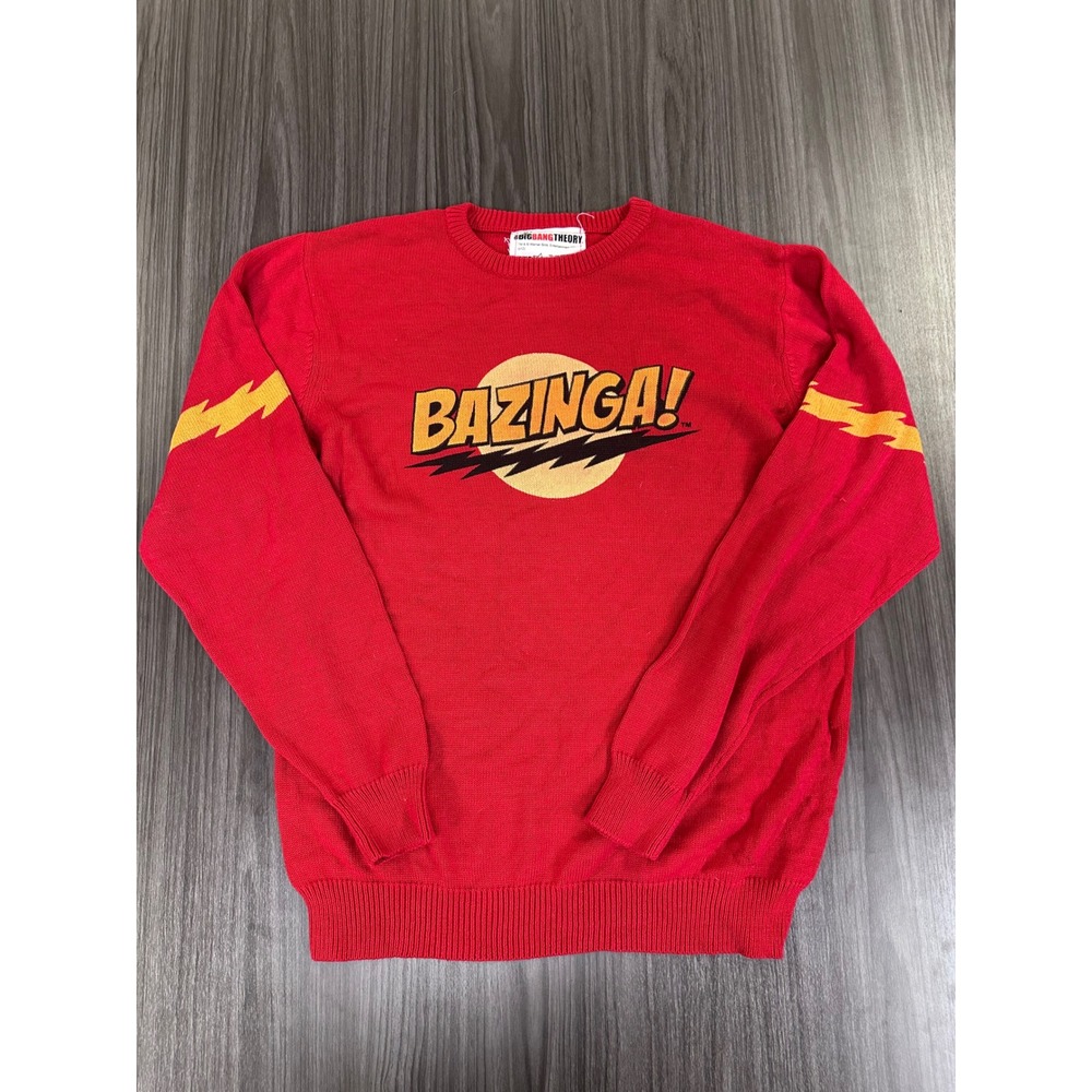 Big Bang Theory Bazinga Red Knit Sweater Mens XL Ripple Junction Sheldon Cooper